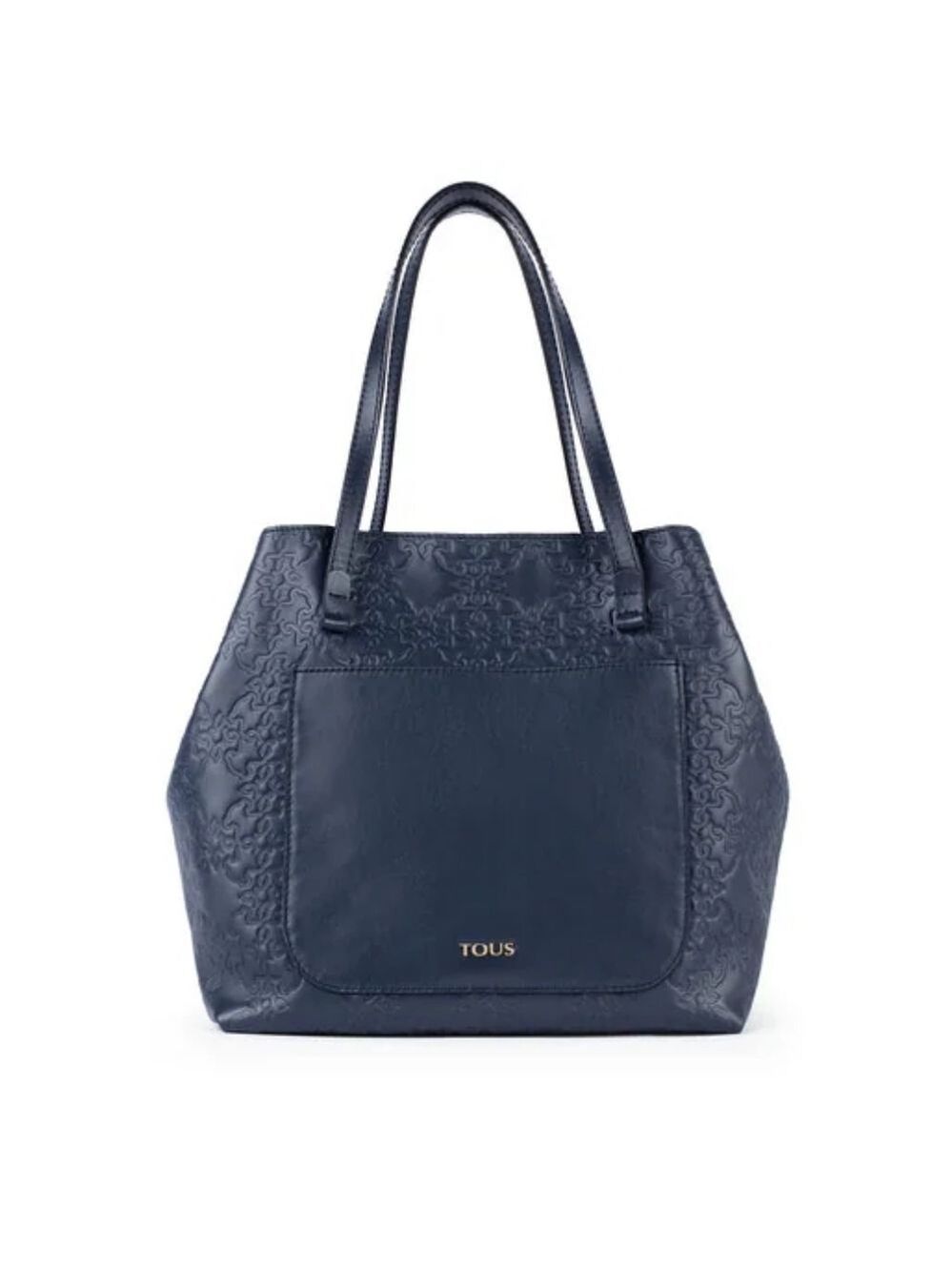Tous Mossaic Collection Navy Blue Embossed Leather Foldable Shoulder Bag